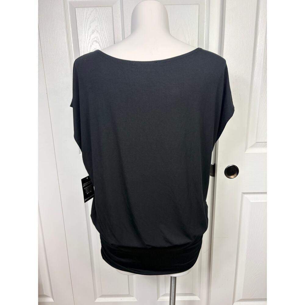 Boston Proper Black Ruched Banded Dolman Sleeve Top Size XL - Picture 4 of 8